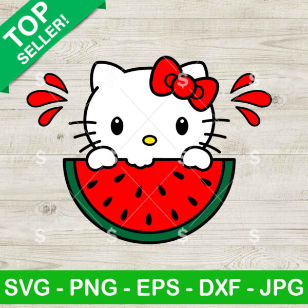 Hello Kitty Watermelon SVG, Cute Hello Kitty Summer SVG, Sanrio Summer Fruit SVG PNG Cricut