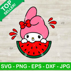 My Melody Watermelon Summer SVG, My Melody Summer SVG, Kuromi Sanrio Summer Fruit SVG PNG Cricut