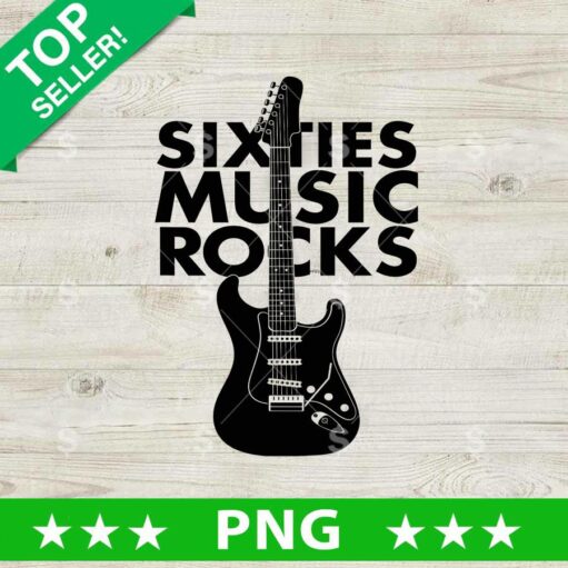 Sixties Music Rocks Guitar PNG