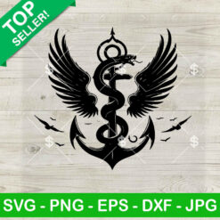 Snake Rope Anchor With Angel Wings SVG