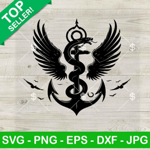 Snake Rope Anchor With Angel Wings SVG