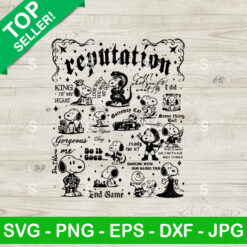 Snoopy Taylor Swift Reputation SVG, Taylor Swift Reputation SVG, Eras Tour Album Tracklist SVG PNG Cricut