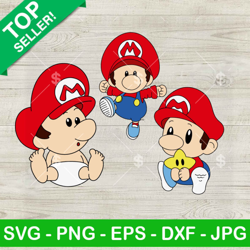 Funny Baby Super Mario SVG Bundle, Father's Day SVG PNG Cut file cricut