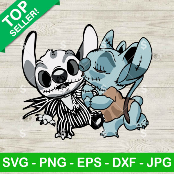 Stitch And Angel Jack Skellington SVG, Stitch The Nightmare Before Christmas SVG Cricut