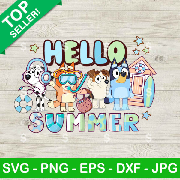 Bluey Friends Hello Summer SVG, Bluey And Friends SVG, Summer Vacation SVG Cricut