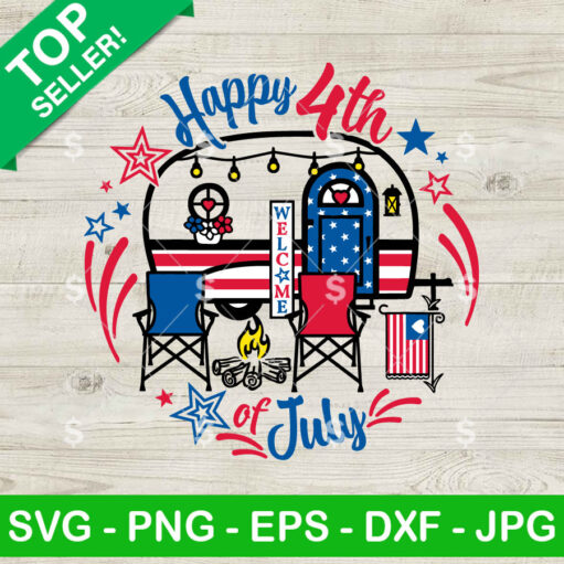 4Th Of July Patriotic Camper Svg