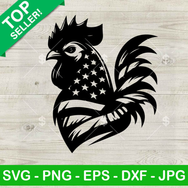 Rooster America Flag SVG