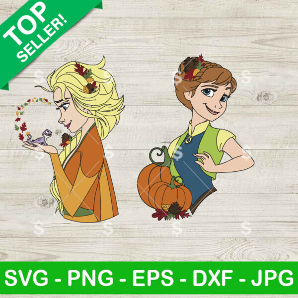 Anna Elsa Frozen Autumn SVG, Frozen Elsa SVG, Disney Anna Princess SVG PNG Cricut