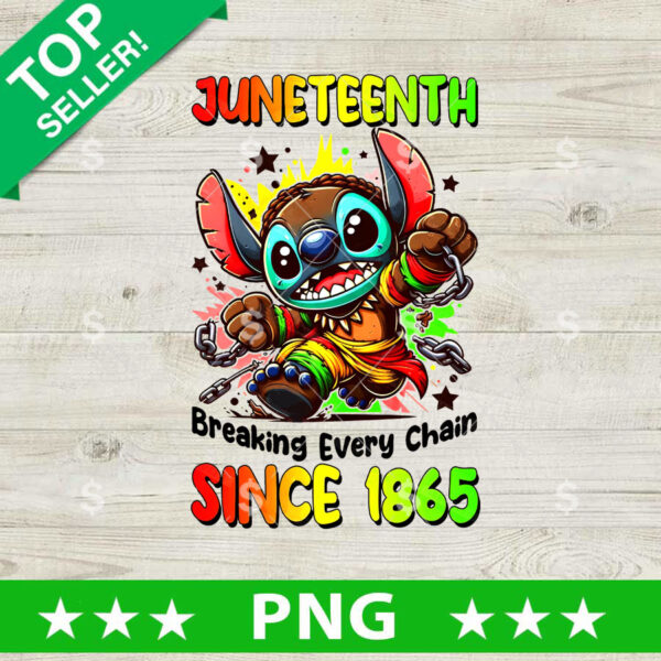 Juneteenth Breaking Every Chain Lilo Stitch PNG