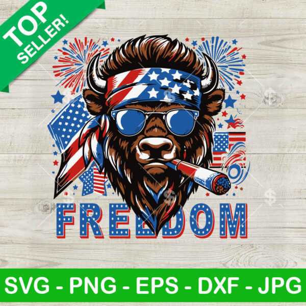 4th Of July Bull US Flag Smoking Joint SVG