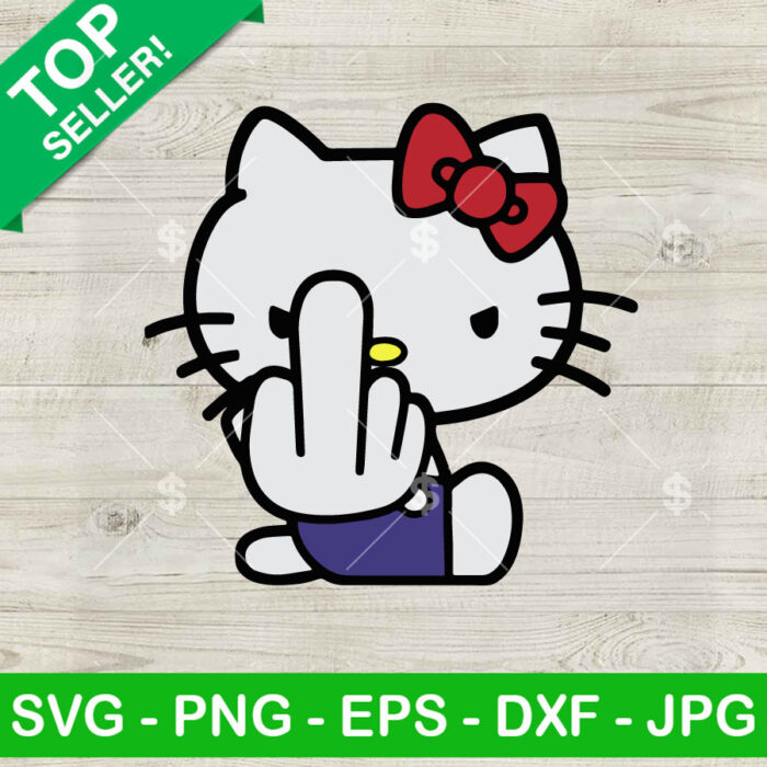 Hello Kitty Middle Finger SVG, Funny Sanrio Kitty SVG PNG Cut file cricut