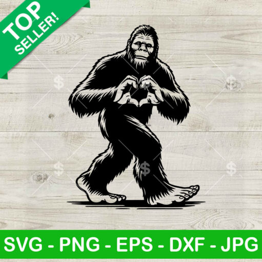 Sasquatch Bigfoot Heart Hand Svg