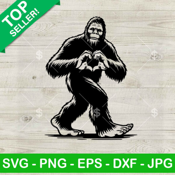 Sasquatch Bigfoot Heart Hand SVG