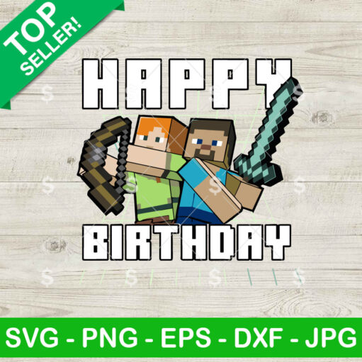 Minecraft Happy Birthday Svg