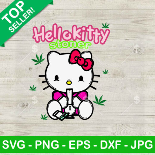 Hello Kitty Smoking Weed Svg