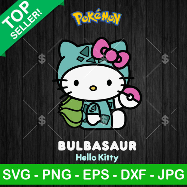 Bulbasaur Hello Kitty SVG, Kitty As Pokemon Characters SVG PNG DXF Cricut