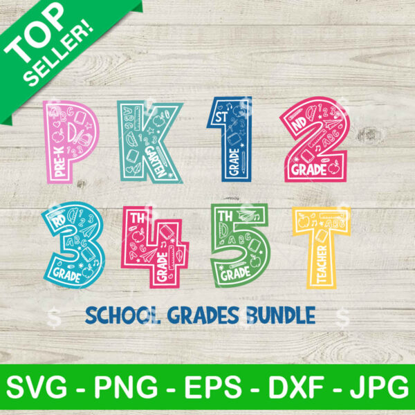 School Grade Bundle SVG, Back To School SVG PNG Cricut