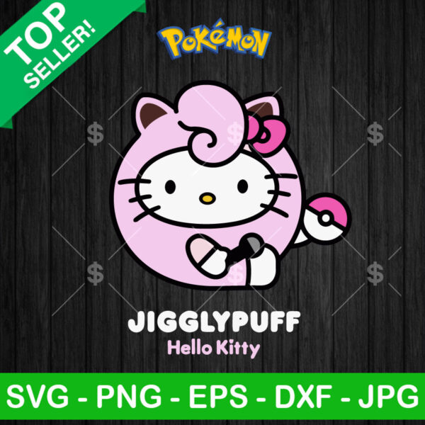Jigglypuff Hello Kitty SVG, Pokemon SVG, Kitty Characters PNG DXF Cricut