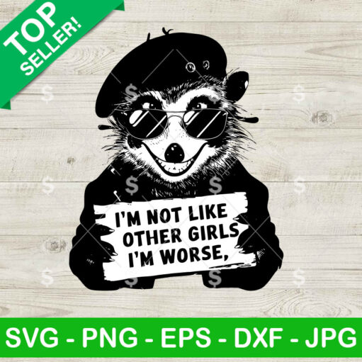Raccoon I'M Not Like Other Girls I'M Worse Svg