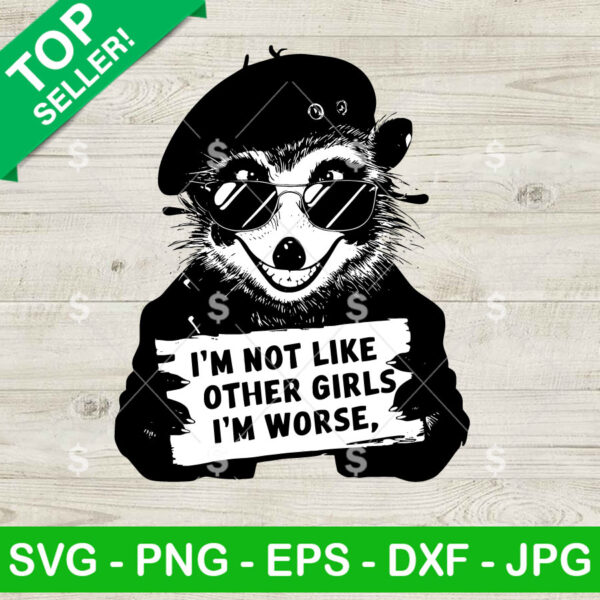 Raccoon I'm Not Like Other Girls I'm Worse SVG