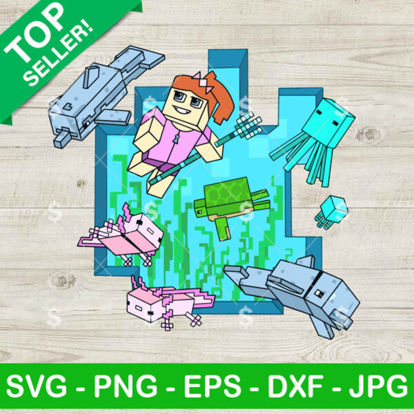 Minecraft Sea Girl SVG, Minecraft Girl SVG, Minecraft Game Characters SVG Cricut
