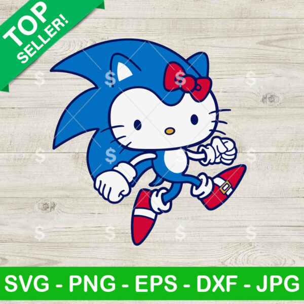 Hello Kitty Sonic SVG, Hello Kitty As Sonic The Hedgehog SVG, Sonic Cartoon SVG Cricut