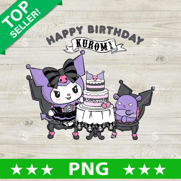 Happy Birthday Kuromi PNG, Kuromi Hello Kitty Sublimation transfer PNG, Happy Birthday Hello Kitty PNG