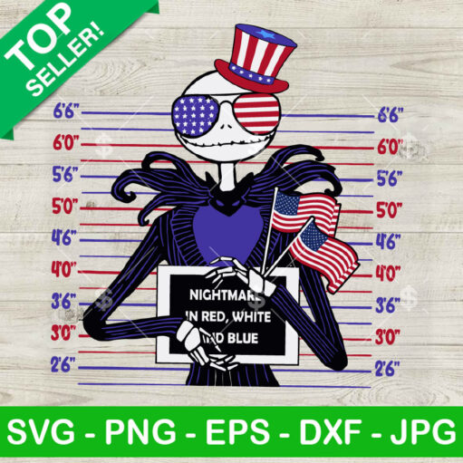 Jack Skellington Nightmare Movie Fourth Of July Svg