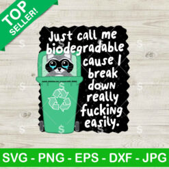 Raccoon Just Call Me Biodegradable I Break Down Really Fucking Easily SVG