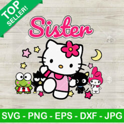 Hello Kitty Sanrio Sister SVG, Sanrio Characters SVG, Kawaii Kitty SVG Cricut