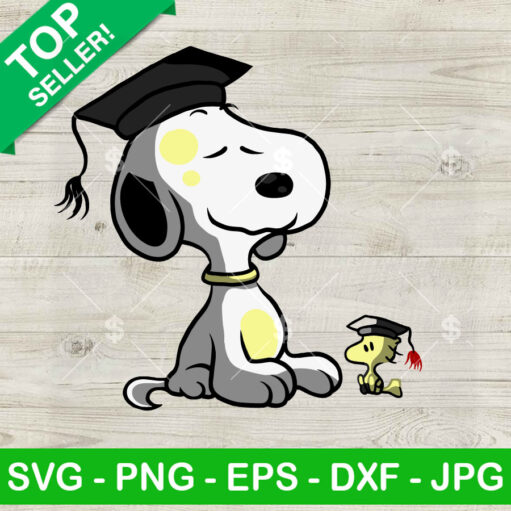 Snoopy And Woodstock Graduation Cap Svg