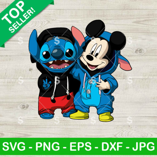 Stitch And Mickey Mouse Costume Suit Svg