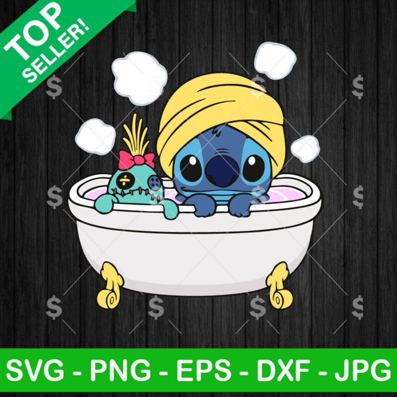 Stitch On Babyshower SVG, Stitch Bath SVG, Cute Stitch On Bathroom SVG PNG Cricut