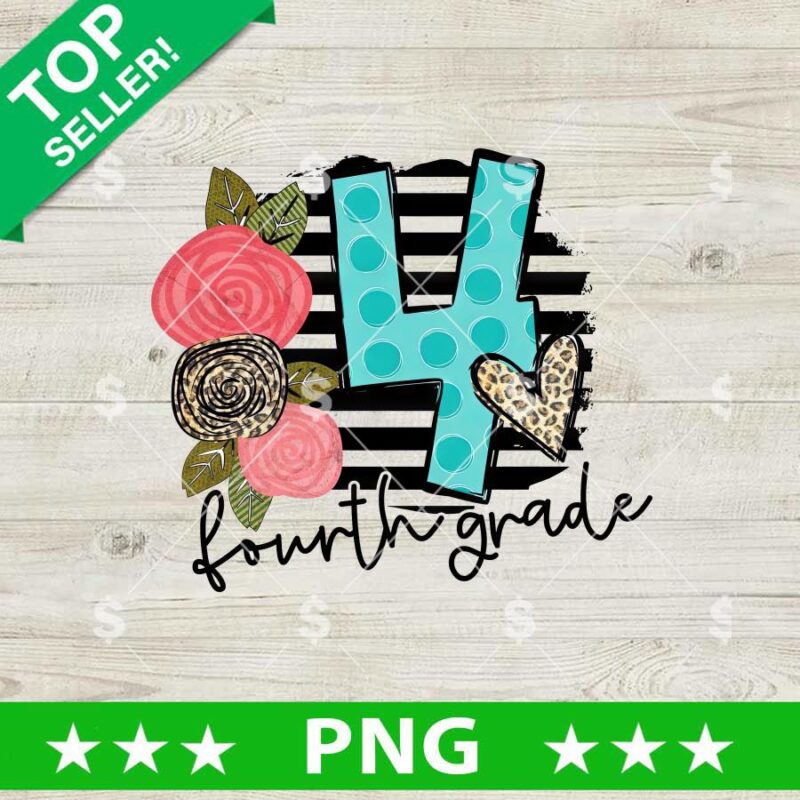 4 Fourth Grade PNG, Fourth Grade School Sublimation transfer PNG