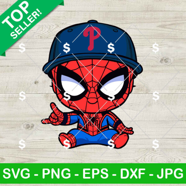 Baby Spiderman Baseball Philadelphia Phillies SVG, Superhero MLB Baseball SVG, Marvel Baseball SVG PNG Cricut
