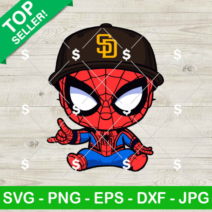 Baby Spiderman Baseball San Diego Padres SVG, Superhero MLB Baseball SVG, Marvel San Diego Padres SVG PNG Cricut
