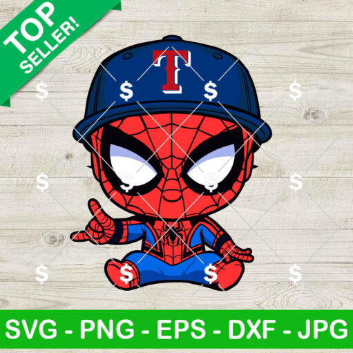 Baby Spiderman Baseball Texas Rangers SVG