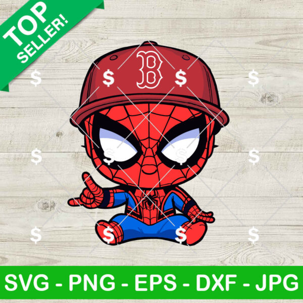 Baby Spiderman Boston Red Sox Baseball SVG, Spiderman Baseball MLB SVG, Red Sox MLB SVG Cricut