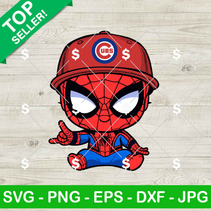 Baby Spiderman Chicago Cubs Baseball SVG, Spiderman Baseball MLB SVG, Chicago Cubs MLB SVG Cricut