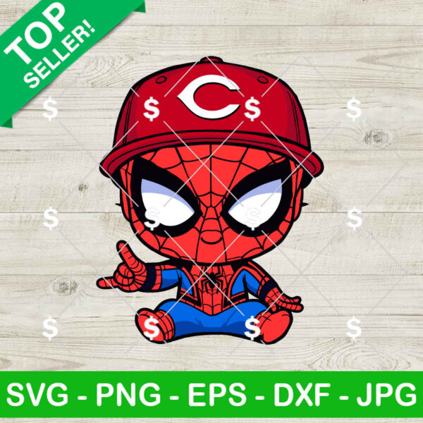 Baby Spiderman Cincinnati Reds Baseball SVG, Spiderman Baseball MLB SVG, Cincinnati Reds MLB SVG Cricut
