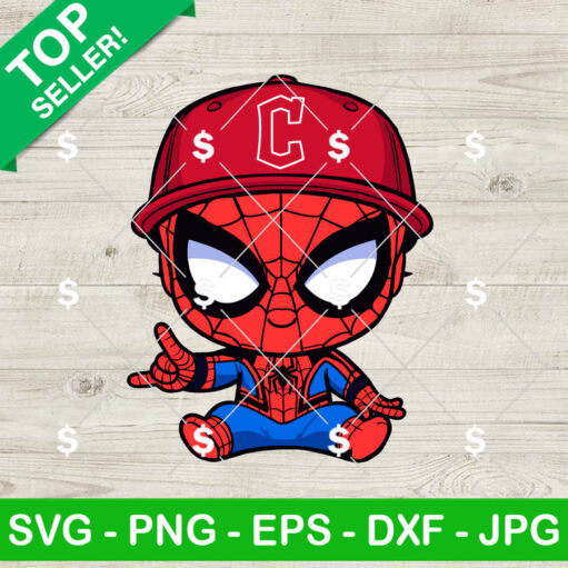 Baby Spiderman Cleveland Guardians Baseball SVG