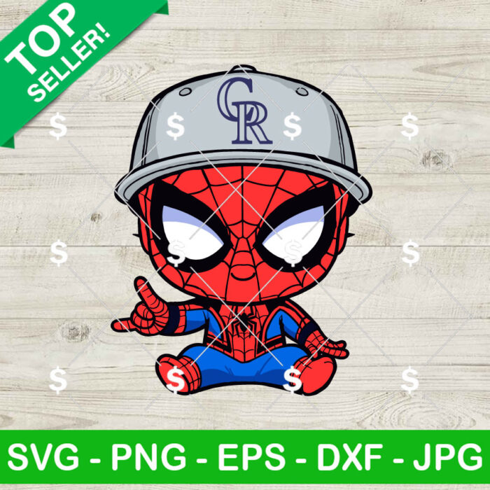 Baby Spiderman Colorado Rockies Baseball SVG, Spiderman Baseball MLB SVG, Colorado Rockies MLB SVG Cricut