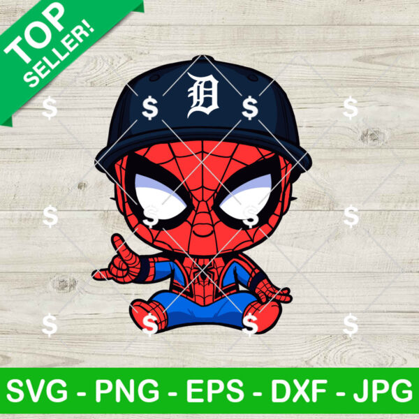 Baby Spiderman Detroit Tigers Baseball SVG