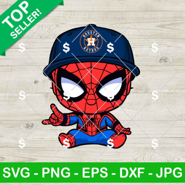 Baby Spiderman Houston Astros Baseball SVG, Spiderman Baseball MLB SVG, Houston Astros MLB SVG Cricut