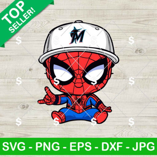 Baby Spiderman Miami Marlins Baseball Svg