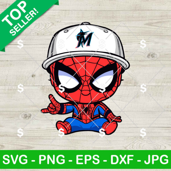 Baby Spiderman Miami Marlins Baseball SVG