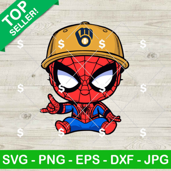 Baby Spiderman Milwaukee Brewers Baseball SVG