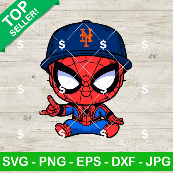 Baby Spiderman New York Mets Baseball SVG