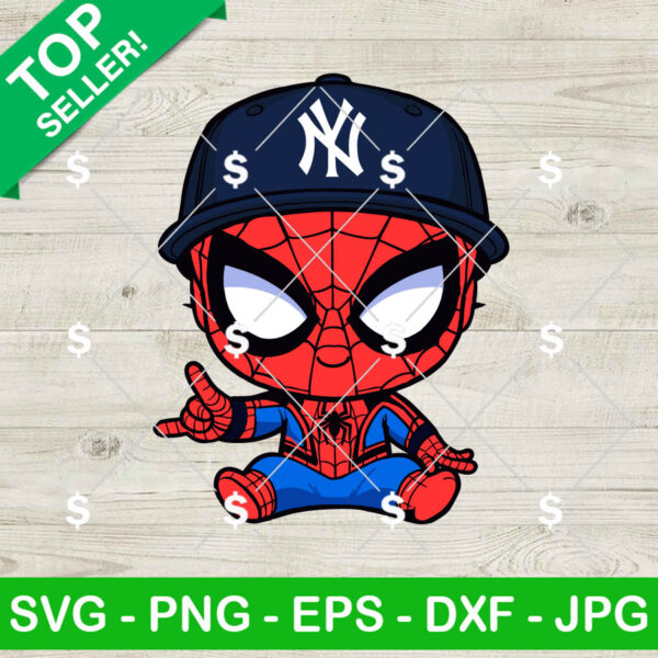 Baby Spiderman New York Yankees Baseball SVG