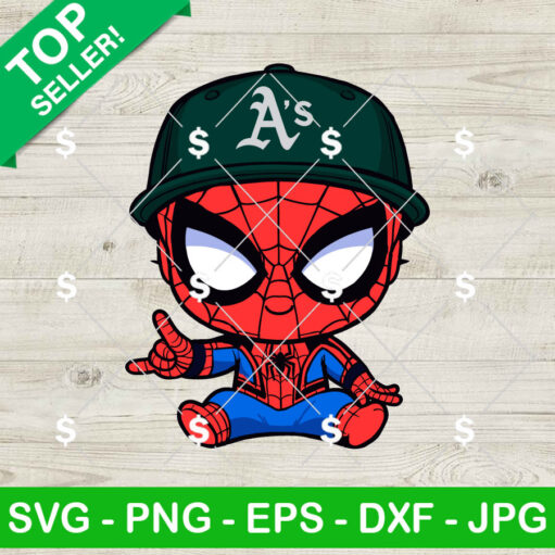 Baby Spiderman Oakland Athletics Baseball Svg